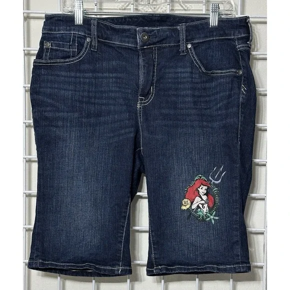 Disney Princess Bermuda Denim Dark Wash Mid Rise Jean Shorts Ariel Size 12 - Picture 2 of 8